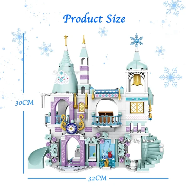 Friends Princess Luxury Ice Castles Playground House Movies Winter Snow Horse Figures Building Blocks Set Toy for Girls DIY Gift